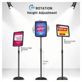 Sign Holder Stand 8.5x11 inch - Adjustable Floor Standing Sign Holder - Signage Stand with Snap-Open Frame Display for Malls, Schools, Restaurants