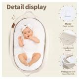 Baby Changing Moses Boho Tassels Basket - Waterproof Pad,Diaper Caddy,Removable Cover, Safety Belt-Set of 6 Pcs,Handmade 100% CottonRope. Nursery Decor, Portable Diaper Table Topper. (Whitebrwn)