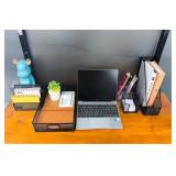RHONZHAO Desk Accessories - 5 Piece Black Office Desk Organizer Set - File Tray, Magazine Holder, Pen Cup, Sticky Note Holder & Letter Mail Sorter for Organized Workspace Efficiency
