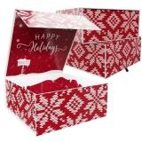 kiniu 3Pack Christmas Gift Boxes With Lids For Presents Large 9.25x9.25x3.75, Collapsible Christmas Gift Box Set, Holiday Boxes For Wrapping Gifts, Decorative Boxes For Gifts With Lids