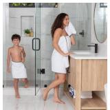 Macouba Bath Towels for Bathroom - Towel Set - White Towels with Grey Trim - Luxury Bath Towels Set of 6, Bathroom Towels, Bath Towel Set, 2 Bath, 2 Hand 2 Face