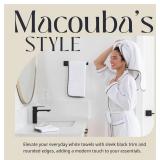 Macouba Bath Towels for Bathroom - Towel Set - White Towels with Grey Trim - Luxury Bath Towels Set of 6, Bathroom Towels, Bath Towel Set, 2 Bath, 2 Hand 2 Face
