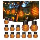 GIGALUMI 12 Pack Solar Lanterns for Outside,Solar Hanging Lights Outdoor Waterproof with Flickering Flame,Solar Powered Outdoor Lights Garden Decor for Yard,Patio,Tree,Camping,Festival Decoration