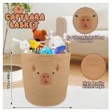 Capybara Baby Baskets, Round Cotton Rope Storage 17"x15" Knitted Toy Storage Animal Baby Laundry Nursery Basket Storage Box Holds Gift Plants Cat & Dog Toys Cow Basket"
