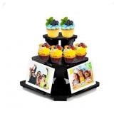 ZOOFOX 3-Tier Cupcake Stand, Wooden Retail Display Shelves, Decorative Corner Tiered Table Display Tower for Cupcake, Earring, Cologne, Sticker or Candle