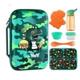 Kids Lunch Box Bag Set - 3D Dinosaur Lunch Bags for Boy with Containers Reusable Complete Lunch Kit Included 3-Compartment Lunchbox Leakproof Insulated Lunchbag Sets for Toddler School Lunch Supplies