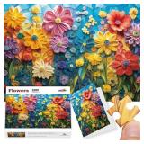 ALL4JIG Flowers Fun Jigsaw Puzzles for Adults and Kids, 1000 Pieces, Christmas Secret Santa Gift, White Elephant Gifts, Number Partitioned for Easy Solving