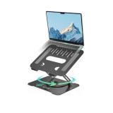 ULT-WIIQ Telescopic Laptop Stand for Desk Adjustable Height and Angle Swivel Laptop Stand with 360 Rotating Base Ergonomic Aluminum Laptop Stand Riser for 11-17.3 inch Laptop Grey