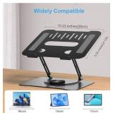 ULT-WIIQ Telescopic Laptop Stand for Desk Adjustable Height and Angle Swivel Laptop Stand with 360 Rotating Base Ergonomic Aluminum Laptop Stand Riser for 11-17.3 inch Laptop Grey