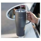 WOOVO 30 oz Tumbler with Handle and Straw - Insulated Double Wall Stainless Steel Water Bottle with SIlicone Boot - BPA Free Water Tumbler with Lid - Dishwasher Safe Cups Stay Hot Cold - Black