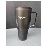 WOOVO 30 oz Tumbler with Handle and Straw - Insulated Double Wall Stainless Steel Water Bottle with SIlicone Boot - BPA Free Water Tumbler with Lid - Dishwasher Safe Cups Stay Hot Cold - Black