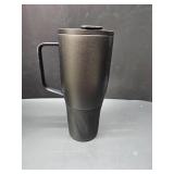 WOOVO 30 oz Tumbler with Handle and Straw - Insulated Double Wall Stainless Steel Water Bottle with SIlicone Boot - BPA Free Water Tumbler with Lid - Dishwasher Safe Cups Stay Hot Cold - Black