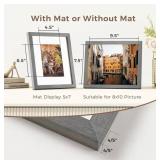 Fun Memories 8x10 Picture Frame with Mat for 5x7 Photo - Solid Wood Photo Frames Set of 2, Shatterproof HD Plexiglass, Removable Mat, Vertical/Horizontal Wall Display with Hanging Hardware, Suitable f