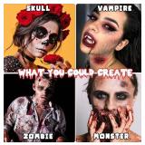 Bowitzki Halloween Makeup Set Oil Based Face Body Paint Special Effects Kit SFX Sponges Scar Wax Fake Blood Brush Tooth Paint Halloween Party SFX Cosplay