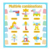 Wooden Stacking Puzzle Colorful 3D Versatile Russian Blocks for Toddlers 3-6 Years, Brain Teasers Toy Board Game Toys, Montessori Toy, Christmas Birthday Gift for Boys and Girls