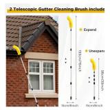 Liliful 2 Pcs Gutter Cleaning Brush Roofing Guard Cleaner Tool Gutter Cleaning Tools Gutter Guard Brush with 6.3 ft Telescopic Pole, Easy to Remove and Clean Leaves Debris from The Ground