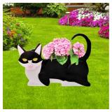 Black and White Cat Planter Plant Pots,Cute Cat Flower Planter,Gifts for Pet Lovers,Unique Animal Plant Pots,Office,Indoor Outdoor Garden Decor(12.5 * 5.6 * 7.8in)