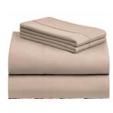 LuxClub 6 PC Queen Sheet Set. Taupe