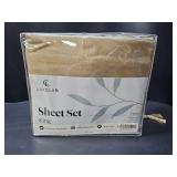 LuxClub 6 PC Queen Sheet Set. Taupe
