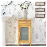 Guvana 17.3"x197" Peel and Stick Gold and White Contact Paper Tulip Floral Wallpaper Modern Self Adhesive DIY Removable Contact Paper Flowers Wallpaper for Bedroom Cabinets Decor"