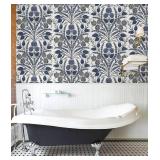 CiCiwind Blue and White Peel and Stick Wallpaper Floral Wall Paper 17.3"x197" Boho Self Adhesive Renter Friendly Contact Paper for Bedroom Bathroom William Morris Decor Vinyl Rolls"
