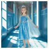 Elsa Dress Princess Costume for Girls Halloween Cosplay Princess Dress Up Luxury Birthday Outfit for Toddler Kids 5T