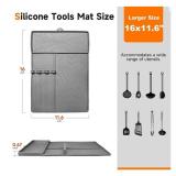 2PCS Griddle Silicone Grill Spatula Mat Tools Accessories for Blackstone, Large Heat Resistant Side Shelf Mat Grill Pad with Drip Pad for Outdoor BBQ Kitchen Counter, Easy to Clean