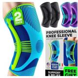 DR. BRACE ELITE Knee Brace with Size Stabilizer (2 Pack) Knee Brace for Women & Men, Workout, Sports, Daily Knee Compression Sleeve for Maximum Knee Pain Support & Fast Recovery (Zeus, Large)