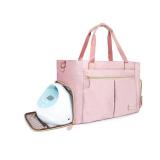 Breast Pump Bag for Women,Diaper Bag Tote with Separate Universal Breast Pump Pocket Compatible for Medela, Spectra S1,S2, Mancro Mommy Bag for Hospital, Pink