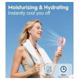Mini Handheld Misting Fan, Small and Powerful, 3 Speed Portable Fan Lightweight USB-C Rechargeable Spray Water Mist for Makeup Stylish Girl Women Travel Indoor Outdoor Pink (Pink)