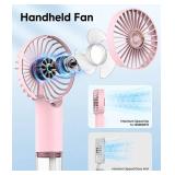 Mini Handheld Misting Fan, Small and Powerful, 3 Speed Portable Fan Lightweight USB-C Rechargeable Spray Water Mist for Makeup Stylish Girl Women Travel Indoor Outdoor Pink (Pink)
