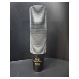 Jingmore 50 Pcs Employee Appreciation You Plastic Cups, Thank You 16 oz Black Gold Appreciate Party Disposable Hot Cold Drinks Cups for Employee Team Coworker Staff Cna Week Graduation Party Supplies