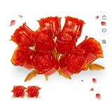QOQ Rose Flowers Bouquet Building Sets Artificial Flower Building Kit