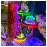 Black Round Big Frag Plugs for Corals with Fluorescent Acrylic and T-Shaped Bases - 4.72Inch Big Round Base (6 Units)
