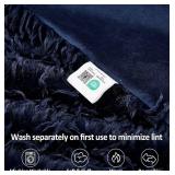 DREAMNINE Decorative 850GSM Fluffy Feather Faux Fur Throw Blanket for Couch Sofa 50" x 60" Soft Plush Long Hair Shaggy Fuzzy Blankets Double Sided Luxury Warm Furry Blanket for Valentine Navy Blue"