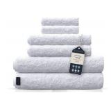 Macouba White Bath Towels for Bathroom Towel Set - White Towels with Stylish Trim, Round Edges - Towels Bathroom Sets, 100% Turkish Cotton, 600 GSM - Bath Towel Set of 6, 2 Bath 2 Hand and 2 Face