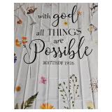 Glawry Floral Bible Verse Shower Curtain Christian Scriptures Bathroom Retro Flower Inspirational Quotes Vintage Watercolor 60Wx72L Inches Bath Accessories Art Home Decor Fabric 12 Pack Hook