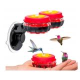 Handheld Small Glass Hummingbird Feeders (Set of 4) with Window Suction Mount Base - Window/Handheld or Tabletop Mini Hummingbird Feeders for Outdoors