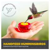 Handheld Small Glass Hummingbird Feeders (Set of 4) with Window Suction Mount Base - Window/Handheld or Tabletop Mini Hummingbird Feeders for Outdoors