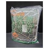 HBSTK 17 * 17 * 17FT White Triangle Lifelike Spiderweb Gaint Large Plush Halloween Spider Web with 6.5Ft Giant Spider for Indoor and Outdoor Decor Decoration Outside Yard Garden Lawn Party