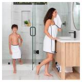 Macouba Bath Towels for Bathroom - Towel Set - White Towels with Grey Trim - Luxury Bath Towels Set of 6, Bathroom Towels, Bath Towel Set, 2 Bath, 2 Hand 2 Face