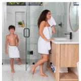 Macouba Bath Towels for Bathroom - Towel Set - White Towels with Grey Trim - Luxury Bath Towels Set of 6, Bathroom Towels, Bath Towel Set, 2 Bath, 2 Hand 2 Face gray