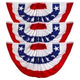American Flag Bunting for Outside,3x6 FT Bunting Flags Outdoor,American Flag Banners for Outside,USA Pleated Fan Flags Red White and Blue Banner for Labor Day Veterans Day Decorations,3 Pcs