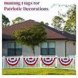 American Flag Bunting for Outside,3x6 FT Bunting Flags Outdoor,American Flag Banners for Outside,USA Pleated Fan Flags Red White and Blue Banner for Labor Day Veterans Day Decorations,3 Pcs