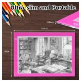 Light Pad Drawing A4 Tracing Light Table NXENTC LED Copy Board Ultra-Thin Display Pad Brightness Adjustable Stencil Artist Art Tracing Tatto Table Pink