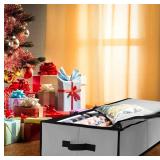 Organizer, Christmas Wrapping Paper Storage Bag w/Useful Pockets for Xmas Accessories, Fits Upto 24 Rolls, Underbed Storage for Holiday Decorations, Large Capacity Storage Box