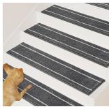 PURRUGS Peel & Stick Self-Adhesive Carpet Stair Treads 8"x30" 4-Pack Non-Slip Machine Washable Soft Stair Rugs for Wooden and Hard Surface Steps Safety Stair Covers for Dogs Kids & Seniors"