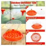 Chicken Shredder, Large Chicken Breast Shredding Tool Twist, With Separate Plate & Brush Easy Cleaning, Meat Shredder Tool Twist For Pork Beef Anti-Slip Dishwasher Safe BPA Free(Orange)