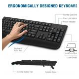 Wireless Keyboard, 2.4G Ergonomic Full Size Wireless Computer Keyboard with Wrist Rest for Windows, Mac OS Desktop/Laptop/PC (Black)