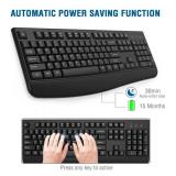 Wireless Keyboard, 2.4G Ergonomic Full Size Wireless Computer Keyboard with Wrist Rest for Windows, Mac OS Desktop/Laptop/PC (Black)
